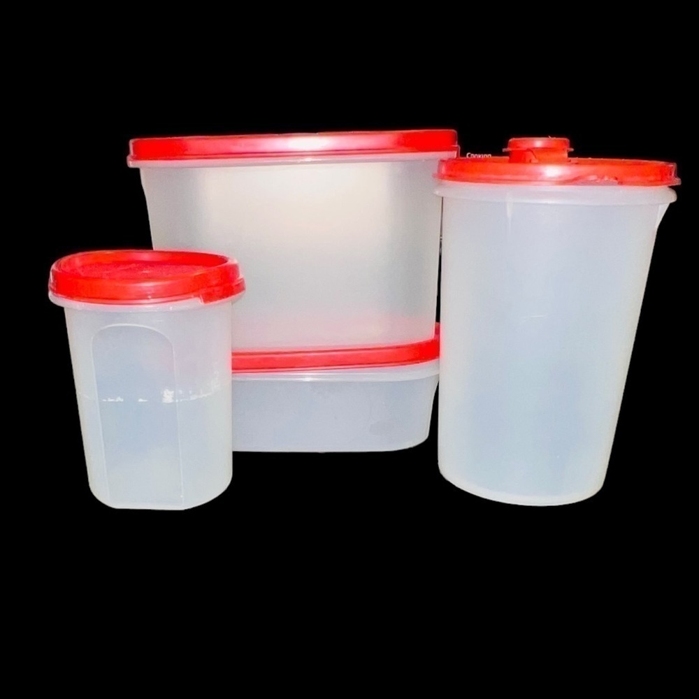 VINTAGE Red & White Tupperware Set